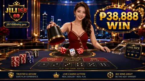 JILI168 baccarat studio scene with dealer gestures, cards and a composed live-table layout